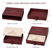 Boîte cadeau à bijoux pliable personnalisée avec doublure en velours et éponge, estampage à chaud, gaufrage, fermeture magnétique de luxe coulissante