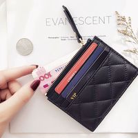 Dompet Kartu Minimalis Kulit PU dengan Kantong Koin Resleting Logam, Dompet Tipis, Produsen Logo Kustom