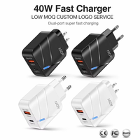 Chargeur rapide pour téléphone 40W à double port USB-A et Type-C, prise EU/US, indicateur LED, circuit intelligent, multiprotection, logo personnalisé, directement de l'usine