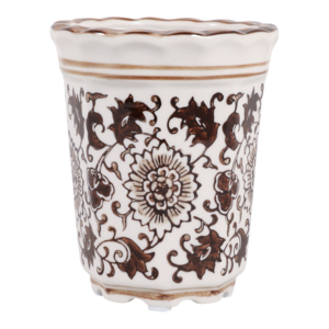 Candela Profumata in Ceramica con Bordo Decorativo Ondulato, Elegante Accento Votivo per Arredamento Interno ed Esterno - Product Image 1