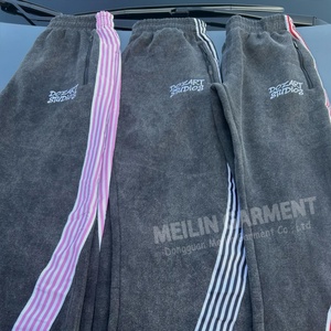 Manufacturers Custom 100% Cotton Acid Wash Sweat Pants Oversized Stripe Baggy <b>Trouser</b> Flared Sweat Pants - Product Image 5