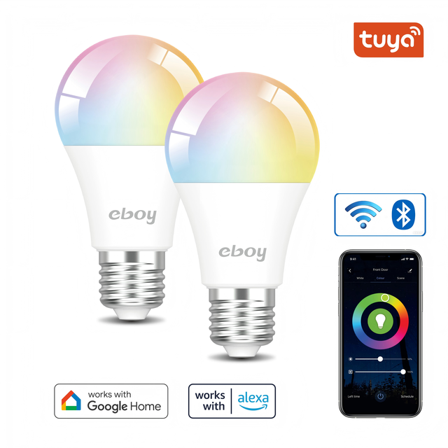 E27 B22 A60 RGBCW 9W 806 LM CE ERP Tuya Wifi for Alexa Google App Control Dimmable LED Light Smart Bulbs for Home