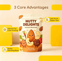 Sachet Doypack à Fermeture Éclair Debout pour Noix, Fruits Secs et Snacks, Personnalisable, Fond Plat, Refermable, Emballage Alimentaire