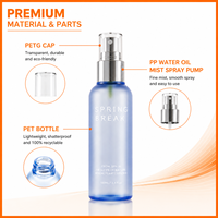 Flacon pulvérisateur OEM 100 ml en PET dépoli à double phase, à paroi épaisse, pour brume ultra fine, conteneur vide pour lotion cosmétique, avec logo personnalisé
