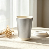 Groothandel op maat gemaakte biologisch afbreekbare dubbelwandige papieren koffiebekers, composteerbaar, geïsoleerd, met deksels, 12oz/16oz