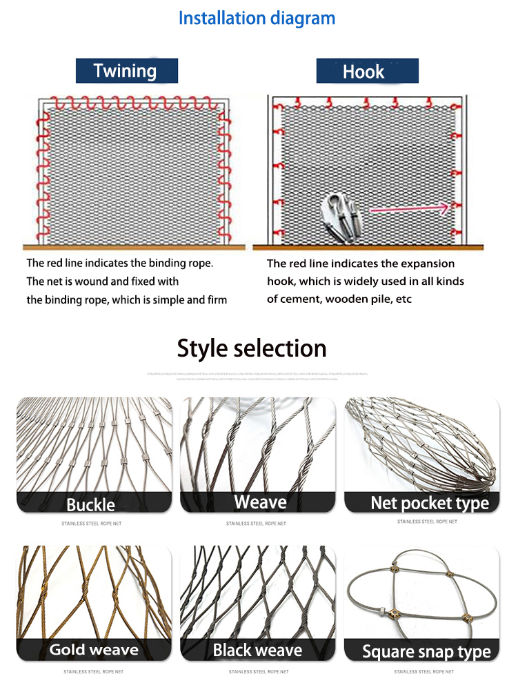 Stainless Steel Knotted Poultry Netting Zoo Animal Rope Mesh
