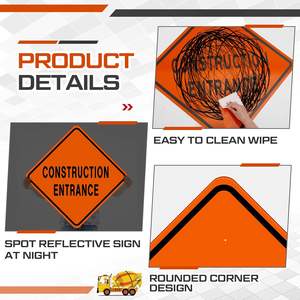 Cartello Stradale Arancione Riflettente per Lavori di Costruzione e Svolta a Sinistra, Standard <span class=keywords><strong>USA</strong></span> - Product Image 3