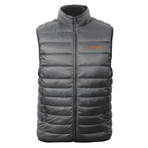 Gilet sans manches léger en duvet Primaloft pour homme Truper, gris, col montant, fermeture éclair sur le devant, couleur unie, coupe régulière, chaud, vêtement d'extérieur pour l'hiver - Product Image 1