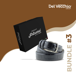 Cintura da uomo in vera pelle con stampa coccodrillo personalizzata di alta qualità realizzata in Italia con elegante fibbia in ferro resistente - Product Image 3