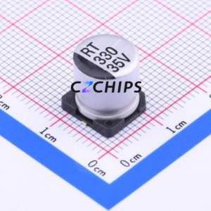 Condensateur électrolytique en aluminium SMD RT1V331M1010, SMD, D10xL10.2mm 330uF 20% 35V 240mA-120Hz - Product Image 1