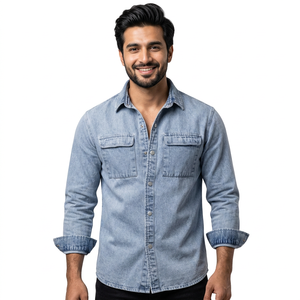 High Quality 100% Cotton <b>Denim</b> <b>Jacket</b> Men Casual Solid Color Autumn Stand Windproof Vintage Pocket Style Hooded Featuring Washed - Product Image 1