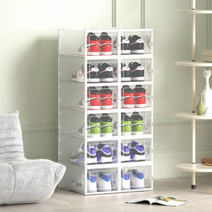 Modern Design Clear Plastic PP Storage Boxes <strong>Bins</strong> Small <strong>Rectangle</strong> Stackable Folding Detachable Two-End Frame Shoes Carton - Product Image 4