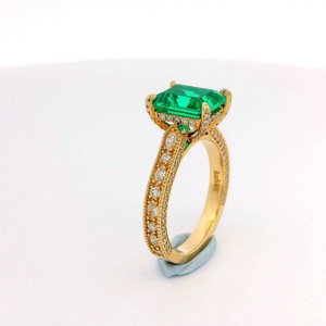Diamant émeraude cultivé en laboratoire HPHT CVD certifié IGI, 2 carats, or véritable 18K 14K, bague de fiançailles et de mariage pour femme et homme - Product Image 4