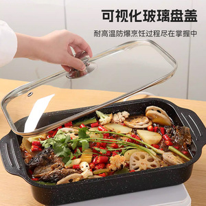 Double Eared Grilled Fish Plate Rectangular Non Stick Multifunctional For Indoor Outdoor Barbecue Induction Cooker Use - Product Image 4