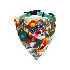 Collar triangular para mascotas con diseño de piel de melocotón y estampado de Ópera de Pekín estilo chino, babero para perro con logotipo termotransferible. - Product Image 4