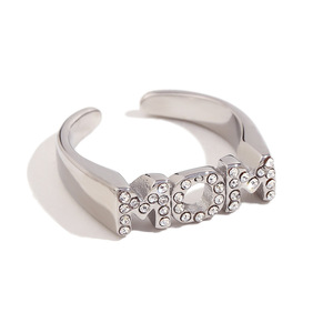 Anelli Apribili in Oro 18K con Micro Zirconi Stile Europeo-Americano, Regalo Festa della Mamma, Anelli Personalizzati in Acciaio Inossidabile con Scritta MOM per Donna - Product Image 2