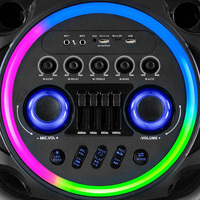 CH-2213 Altavoces Inalámbricos Dobles de 12 Pulgadas con Luces RGB, Funcionamiento con Batería, Altavoz para Cine en Casa, Fiestas al Aire Libre, Comunicación USB, FM