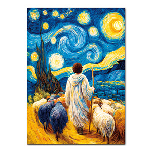 Rompecabezas religioso de Jesús Pastor de 1000 piezas, arte del cielo estrellado de Van Gogh, decoración del hogar, regalo para adultos - Product Image 2