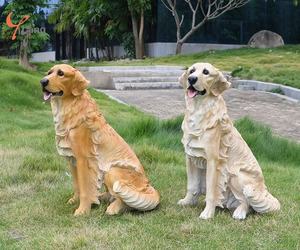 Estatua de fibra de vidrio de resina de diseño personalizado, escultura de perro Golden Retriever para decoración del hogar, estatua de animal pintado - Product Image 5