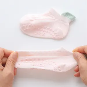 Dunne Anti Slip Grip Sokken, Unisex Casual Design, Kleur Tube Katoenen Gebreide Sokken Voor Pasgeboren Jongens En Meisjes, Lente En Zomer