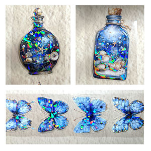 סרט דבק הולוגרפי תלת מימדי מ-<span class=keywords><strong>PET</strong></span> חתוך מראש לאביזרי יומן, מדבקות לאלבומי הדבקות, גלילי מדבקות שקופות מ-<span class=keywords><strong>PET</strong></span> בהתאמה אישית - Product Image 2