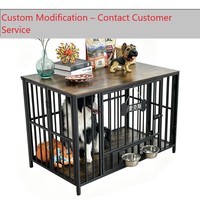 Faltbarer Eisen-Holz-Hundekäfig für Mittelgroße Hunde; Beistelltisch im Schrankstil Hundebett Solides Design Pulverbeschichtetes Finish; Kunststoffschale