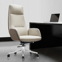 Chaise de bureau de luxe haut de gamme européenne en cuir, chaise de direction pour salle de conférence, base en aluminium, chaise en PU pour bureau