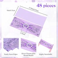 Lot de 48 nœuds de chaise à sequins et 6 chemins de table à sequins, nœuds de chaise à paillettes, housses scintillantes