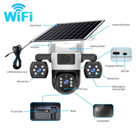 Caméras de sécurité Wifi HD 4MP, 3 objectifs, 3 écrans, zoom 10x, caméra solaire extérieure, étanche, vision nocturne, protection CCTV