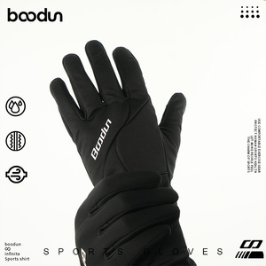 Bodun Cycling <b>Gloves</b> Fleece Lined <b>Touchscreen</b> Windproof For Outdoor Riding Sports Adult Unisex Black Fluorescent Green - Product Image 3