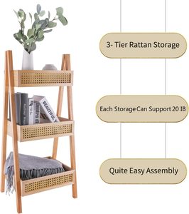 Étagère <span class=keywords><strong>de</strong></span> rangement autoportante à 3 niveaux en bambou et <span class=keywords><strong>rotin</strong></span> pour cuisine, <span class=keywords><strong>salle</strong></span> <span class=keywords><strong>de</strong></span> <span class=keywords><strong>bain</strong></span> ou présentoir - Product Image 5
