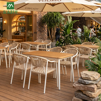 Meubles de restaurant commerciaux en gros, ensemble de table et de chaises en aluminium pour jardin, terrasse, restaurant, restauration rapide, café