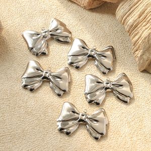Unisex Stainless Steel <strong>Bowknot</strong> <strong>Pendants</strong> 304 DIY Jewelry <strong>Charms</strong> 35x25mm Silver and Gold Plated 10pcs/bag - Product Image 3