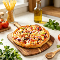 Pelle à pizza en bois avec poignée et lignes de découpe, pelle ronde pour la présentation en cuisine, restaurant, fête, table