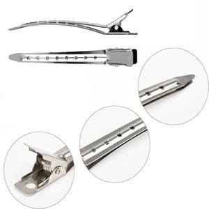 Pince à cheveux professionnelle en acier inoxydable, type bec de canard, pour sectionnement et extensions, couleur argentée et dorée, pour salon de coiffure - Product Image 3