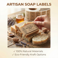 Étiquettes de savon en papier kraft écologiques personnalisées |   Autocollants en rouleau biodégradables bruns pour l'emballage de produits de soin de la peau biologiques faits à la main