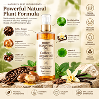 Huile de massage amincissante pour le corps à l'argan marocain et au café, soin hydratant raffermissant pour spa, support OEM/ODM, marque privée