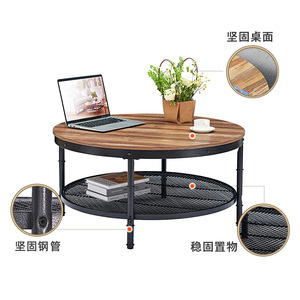 Mesa de centro de estilo americano para sala de estar, mesa de sofá creativa de lujo ligero para apartamento pequeño, mesa baja de hierro forjado, mesa de centro redonda - Product Image 3