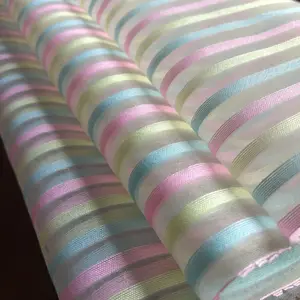 Hot Sell In Stock Cheap Price 1cm Stripe Organza Fabric for Decoration