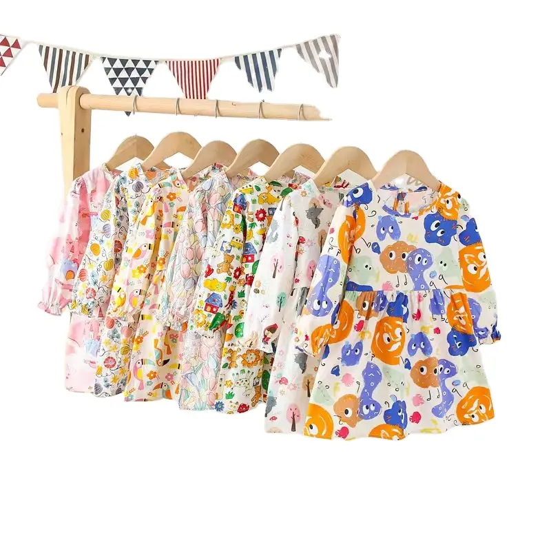 Roupas infantis para inverno, roupas infantis de manga longa com flor para bebês meninas, vestidos fumados, festas, aniversário, floral, roupas para crianças