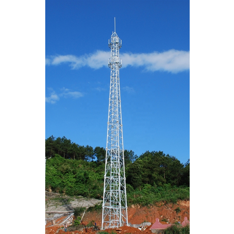 Rádio de microondas de aço 80m, impulsionador de sinal de célula, antena 3 torre de tubulação perneada