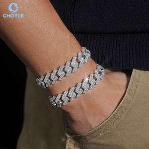 Solid 925 Sterling Silver 14mm 2rows GRA Moissanite Cuban Link <b>Chain</b> Necklace Men's Hiphop Style <b>Iced</b> <b>Out</b> Jewelry - Product Image 6
