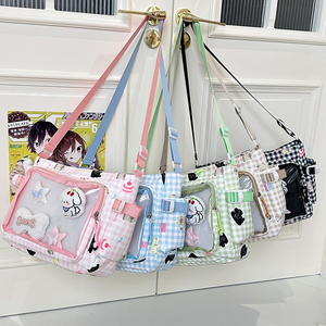 Bolsa de Mensajero Transparente de Estilo Japonés con Diseño de Anime a Cuadros, para Exhibir Pines, Pegatinas y Coleccionables - Product Image 2