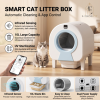 Bac à litière pour chat autonettoyant, fermé, intelligent, avec bac à déchets de 10L, contrôle par application, WiFi, contrôle des odeurs, anti-pincement, pour plusieurs chats, vente en gros