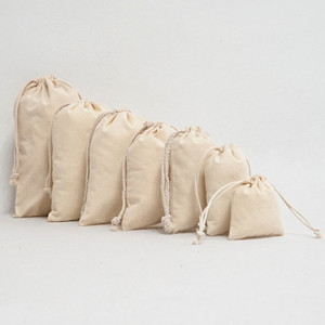 Wholesale Recyclable Costom logo Size Natural Cotton Drawstring <b>Bags</b>, Stock Drawstring <b>Bags</b> Can Print logo - Product Image 4