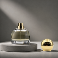 Capuchon de parfum sphérique en zamac, finition miroir brillante, or massif, avec logo personnalisé FEA15 pour flacon de parfum