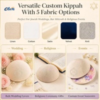 Kippa personnalisée en velours marine à 4 panneaux, yarmulke juive en lin, impression par sublimation, logo, chapeau islamique respirant pour mariage