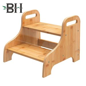 BAMBOOHOMIE, taburete <span class=keywords><strong>de</strong></span> <span class=keywords><strong>madera</strong></span> <span class=keywords><strong>de</strong></span> bambú para <span class=keywords><strong>dos</strong></span> niños pequeños, taburete <span class=keywords><strong>de</strong></span> seguridad para el hogar, 2 escaleras con <span class=keywords><strong>peldaños</strong></span> antideslizantes y manijas - Product Image 1