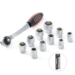11pcs Metric Auto Home Repairs Quick Released Ratchet Handle Ratchet Socket Wrench Kit Set