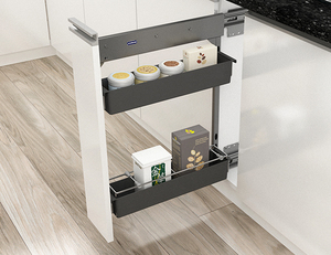 Panier de rangement étroit coulissant gris foncé de 150 mm à montage latéral pour armoire de cuisine d'hôtel, idéal pour les épices - Vente en gros - Product Image 1